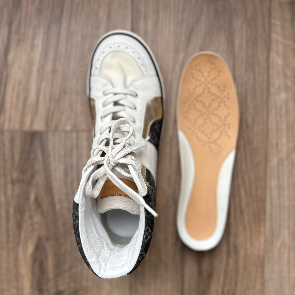 Louis Vuitton Black Denim + Leather High Top Sneakers | 38 - Picture 6 of 16